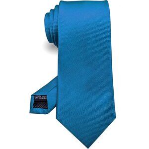 Men's Peacock Blue Solid Colour Tie Formal Necktie Imported Silk Blend